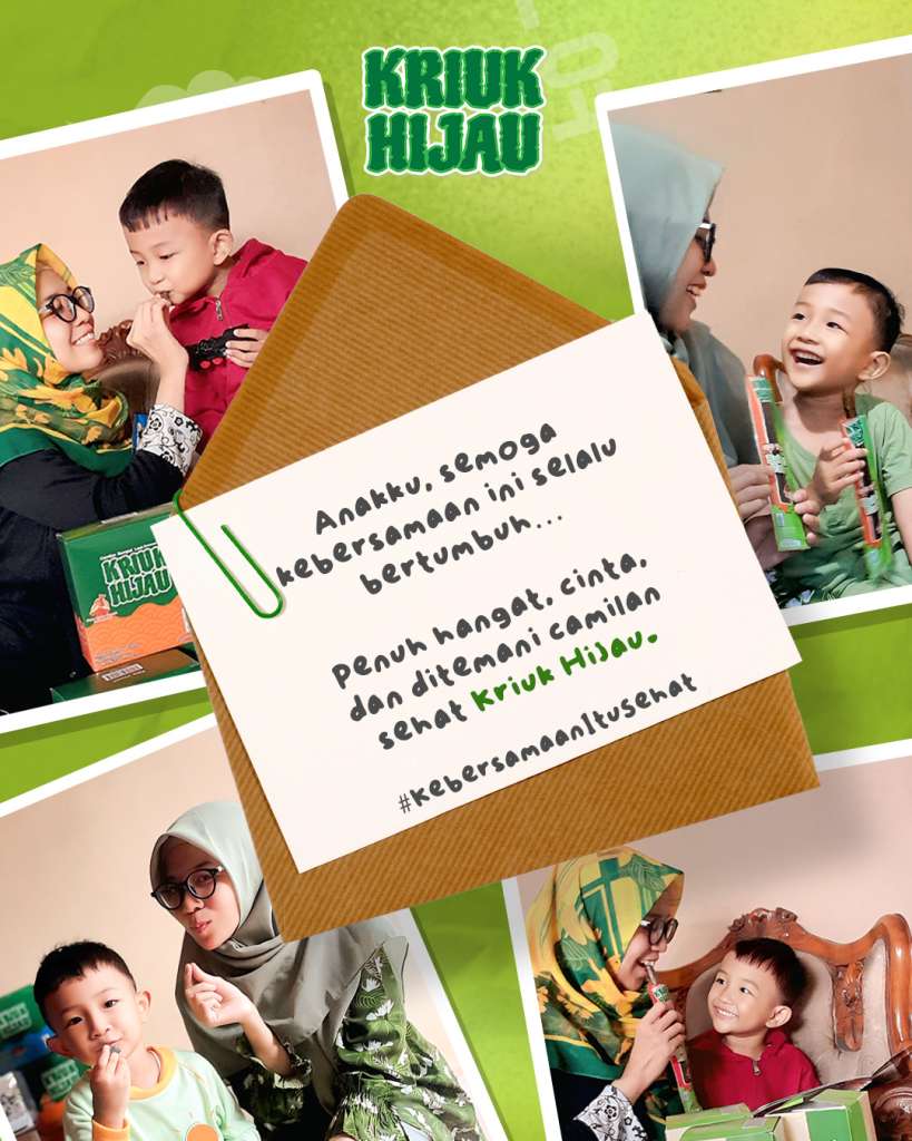 Kebersamaan itu sehat bersama Kriuk Hijau dan keluarga menikmati camilan rumput laut