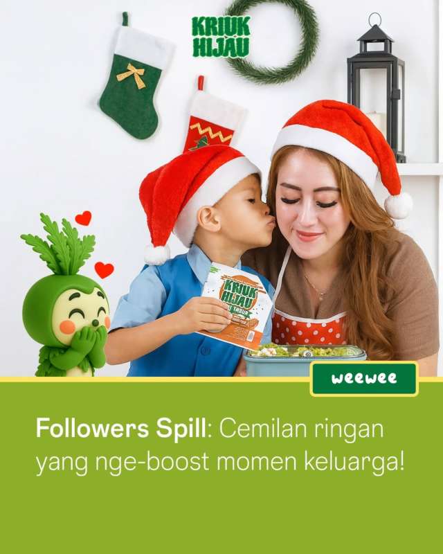 Katanya, momen keluarga makin hidup kalau ada cemilan yang ‘nggak berhenti dikriuk’. Followers pilih Kriuk Hijau.

#CemilanSehat #KriukHijau #FamilyTime #NyemilBareng #MomenHangat