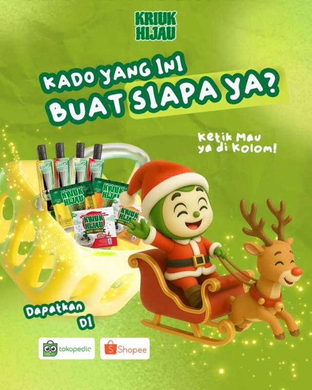 Kalau kado bisa milih, dia ke siapa ya? 

Biar aman, kamu aja deh... 

🛒 Shopee & TikTok Shop

#KadoJatuh #KadoSantai #KriukHijau #NyemilSehat #CemilanSehat #ShopeeCheckout #TikTokShopID