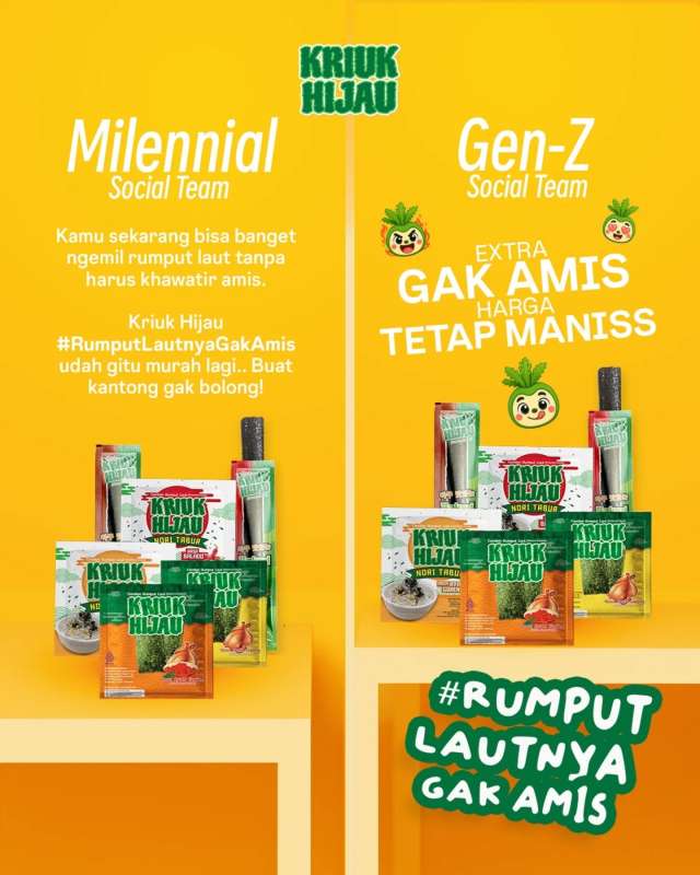Pasti KAPOK kalo nyoba rumput laut terus AMIS. 

Kalo @kriuk.hijau Extra GAK AMIS, Soal harga TETAP MANISS...

Yuk, ke Shopee Kriuk Hijau dan buruan beli Kriuk Hijau #rumputlautnyagakamis