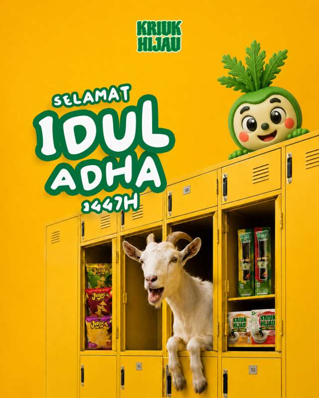 Yang dipotong jangan cuma dagingnya, egonya juga. 🐐💅

Selamat Hari Raya Idul Adha 1447 H.

Semoga hari ini penuh berkah, banyak berbagi, dan vibes tetap kuning menyala.
 #kriukhijau #iduladha