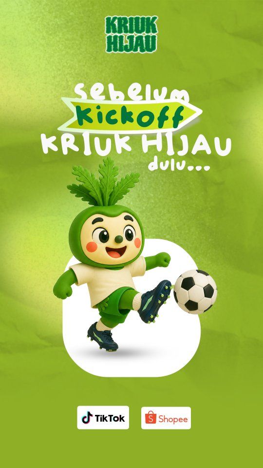 Sebentar lagi pesta bola bakalan mulai udah siapin cemilan belum buat menantikan sang juara? 

Yang jelas @kriuk.hijau dan #jenaca siap banget nyetak goalll buat cemilan paling seru. 

Yuk siapin belinya di keranjang oren aja...